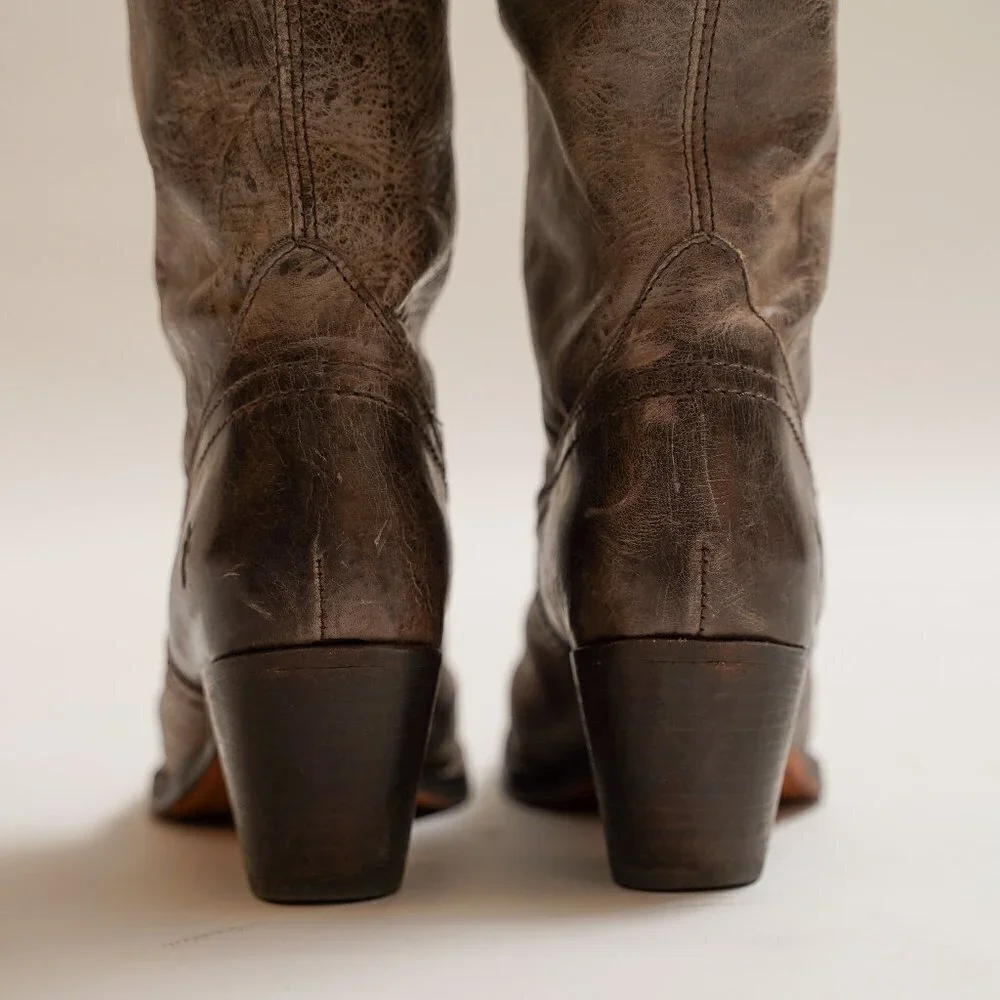 Frye Tall Jane Cuff Leather Riding Motorcycle Boots